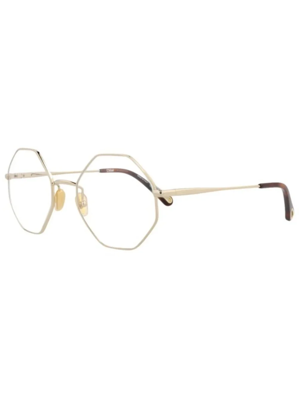New Chloé Women's Eyeglasses Square Rectangle Metal Frame Gold Gold Transparent
